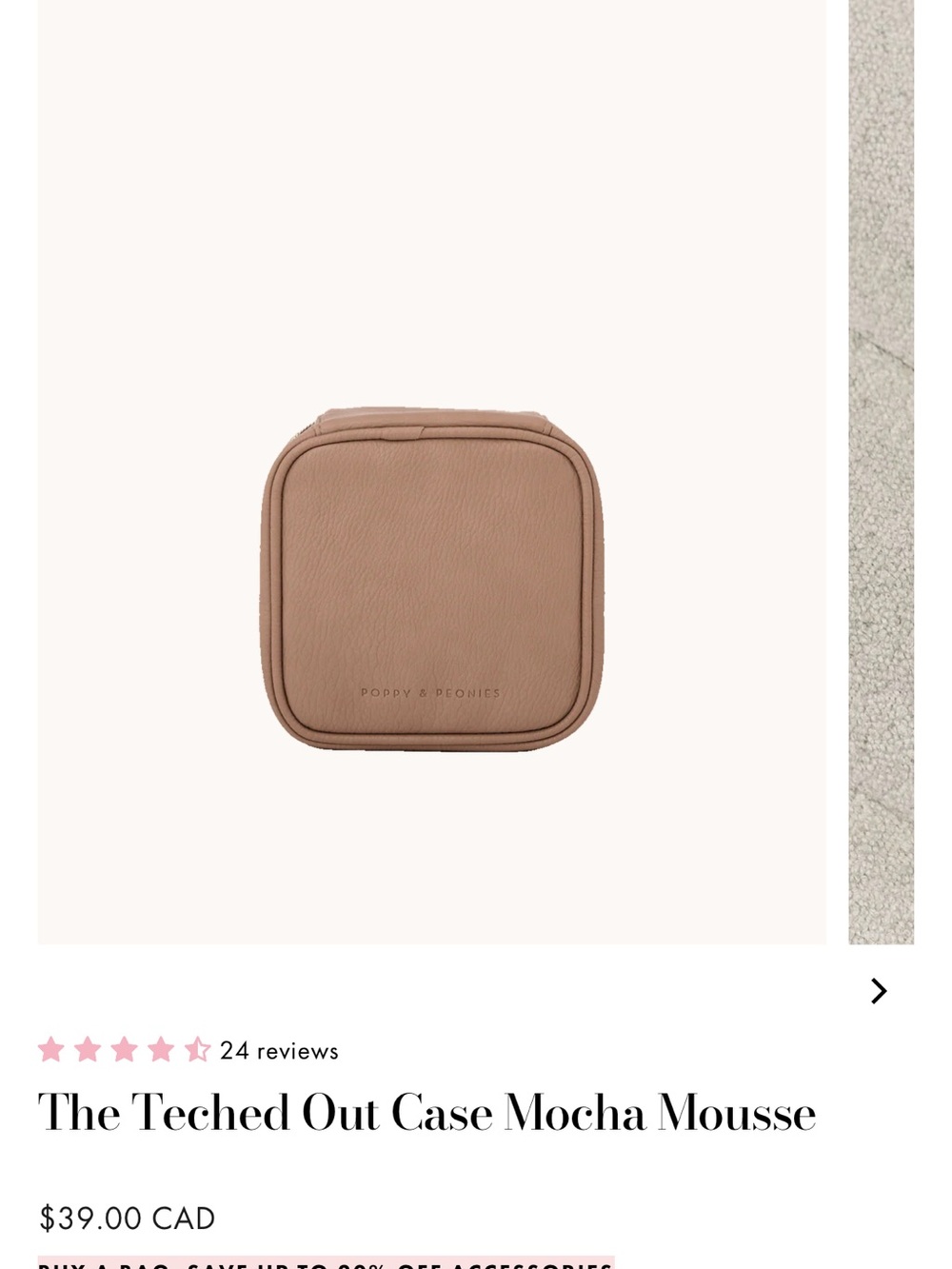 Poppy & Peonies Mocha Tech Zip Case - Picture 3 of 5